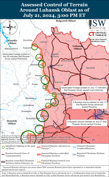 Mappa delle operazioni militari per il 22 luglio 2024 - la situazione al fronte