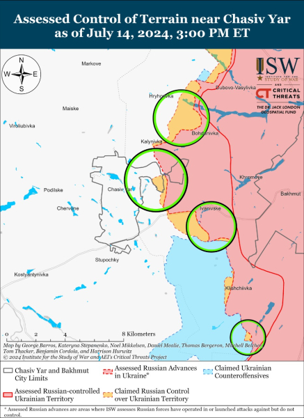 Mappa delle operazioni militari per il 15 luglio 2024 — situazione al fronte