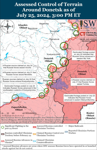 Mappa delle operazioni militari per il 26 luglio 2024 - situazione al fronte