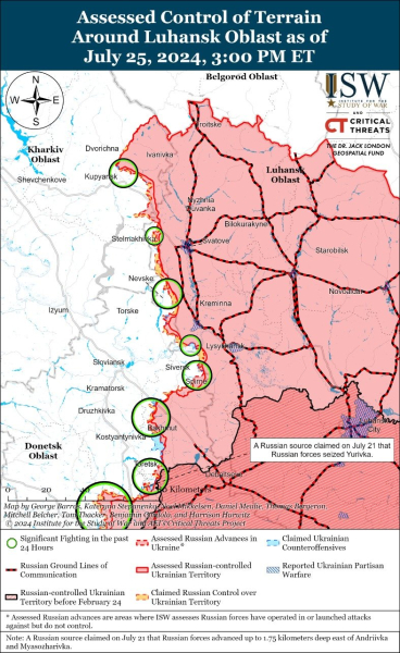 Mappa delle operazioni militari per il 26 luglio 2024 - situazione al fronte