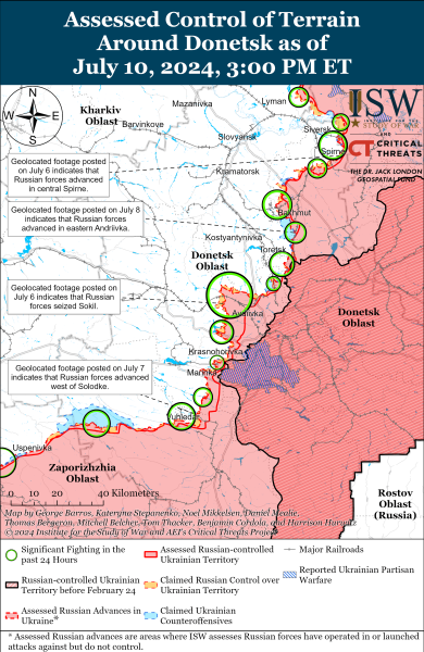 Mappa delle operazioni militari all'11 luglio 2024 - situazione al fronte