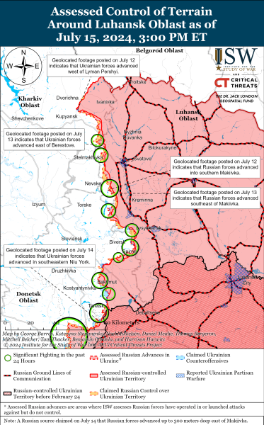 Mappa delle operazioni militari per il 16 luglio 2024 - situazione al fronte