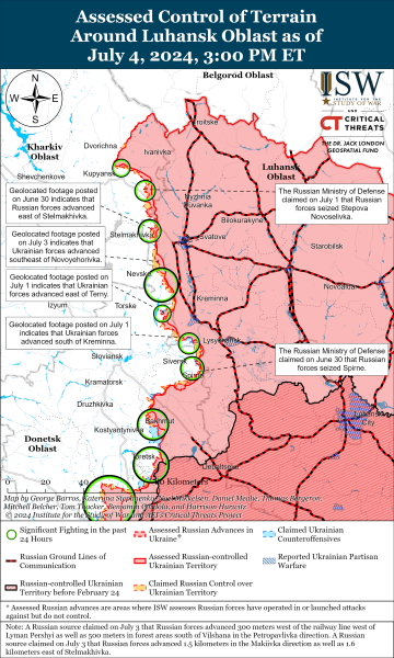Mappa delle operazioni militari del 5 luglio 2024 &mdash ; situazione al fronte