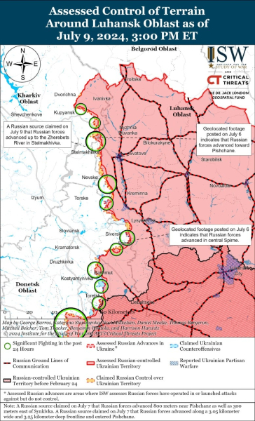 Mappa delle operazioni militari per il 10 luglio 2024 - situazione al front
