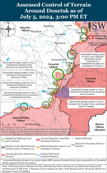 Mappa delle operazioni militari a luglio 6, 2024 — situazione al fronte