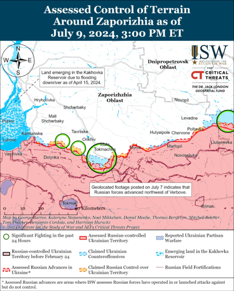 Mappa delle azioni di combattimento del 10 luglio 2024 &mdash situazione al fronte