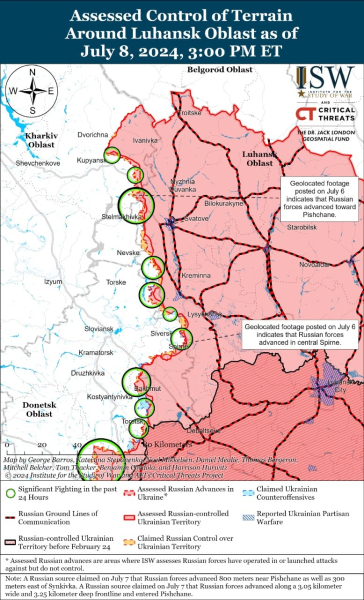Mappa delle operazioni militari al 9 luglio 2024 — situazione al fronte