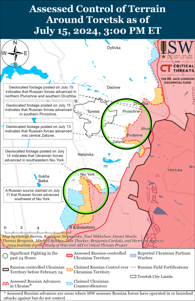 Mappa delle operazioni militari per il 16 luglio 2024 &mdash ; situazione al fronte