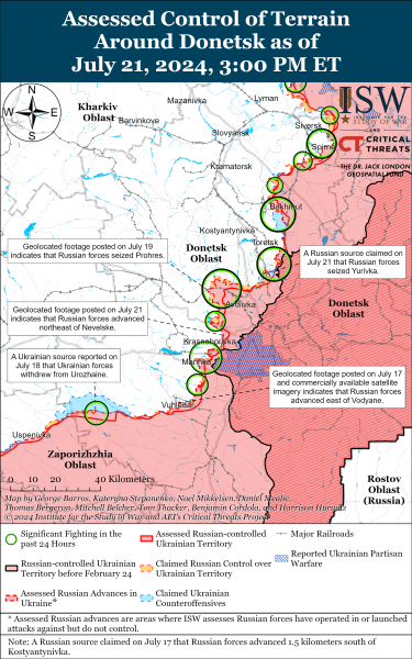 Mappa delle operazioni militari per il 22 luglio 2024 - la situazione al fronte