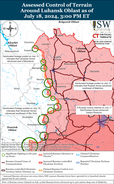 Mappa delle operazioni militari per il 19 luglio 2024 - situazione al fronte