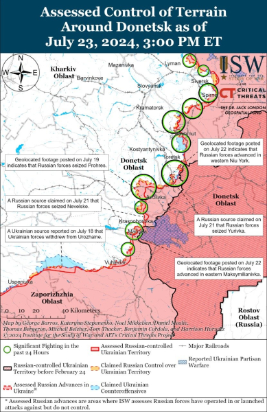 Mappa delle operazioni militari per il 24 luglio 2024 - situazione al fronte