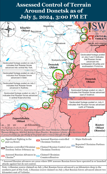 Mappa delle operazioni militari al 6 luglio 2024 - situazione al fronte