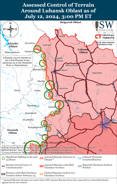 Mappa delle operazioni militari al 13 luglio 2024 - situazione al fronte