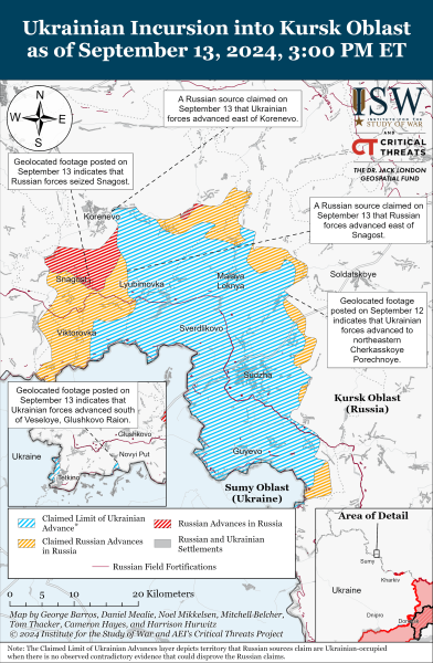 Mappa delle operazioni militari per il 14 settembre 2024 - la situazione al fronte