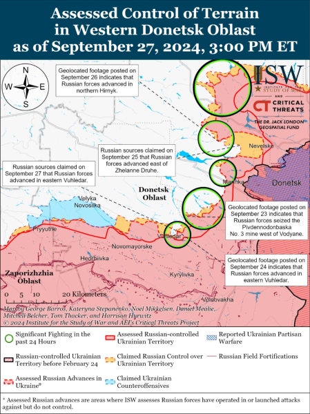 Mappa delle operazioni militari al 28 settembre 2024 — situazione al fronte