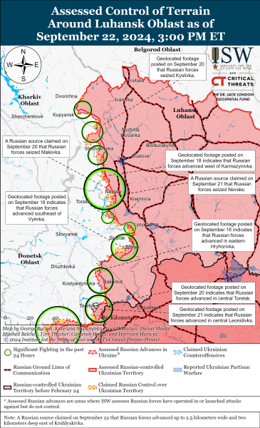 Mappa delle operazioni militari al 23 settembre 2024 - situazione al fronte 