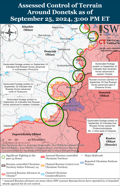 Mappa delle operazioni militari per il 26 settembre 2024 - situazione al fronte