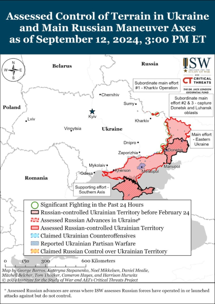 Mappa delle operazioni militari al 13 settembre 2024 — situazione al fronte