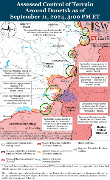 Mappa delle operazioni militari al 12 settembre 2024 - situazione al fronte