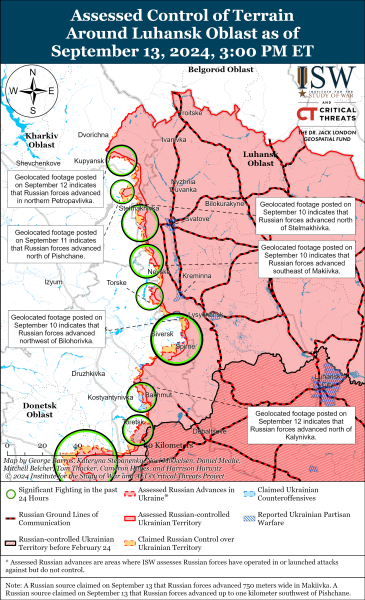 Mappa delle operazioni militari al 14 settembre 2024 - situazione al fronte 