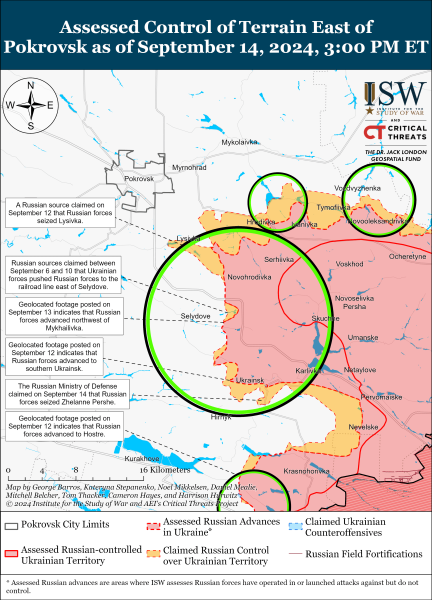 Mappa delle operazioni militari al 15 settembre 2024 - situazione al fronte