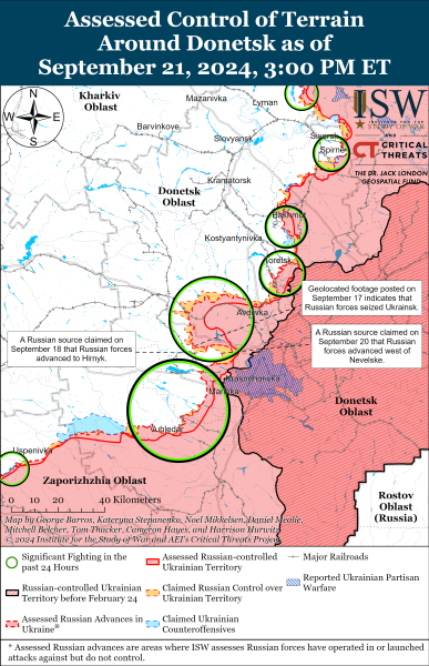 Mappa delle operazioni militari per il 22 settembre 2024 - situazione al fronte