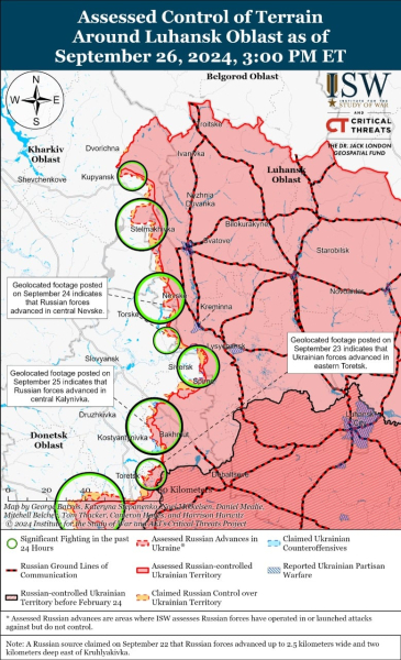 Mappa delle operazioni militari al 27 settembre 2024 — situazione al fronte