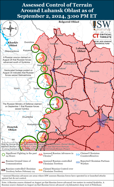 Mappa delle operazioni militari del 3 settembre 2024 - la situazione al fronte