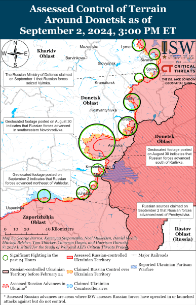 Mappa delle operazioni militari per il 3 settembre 2024 - situazione al fronte