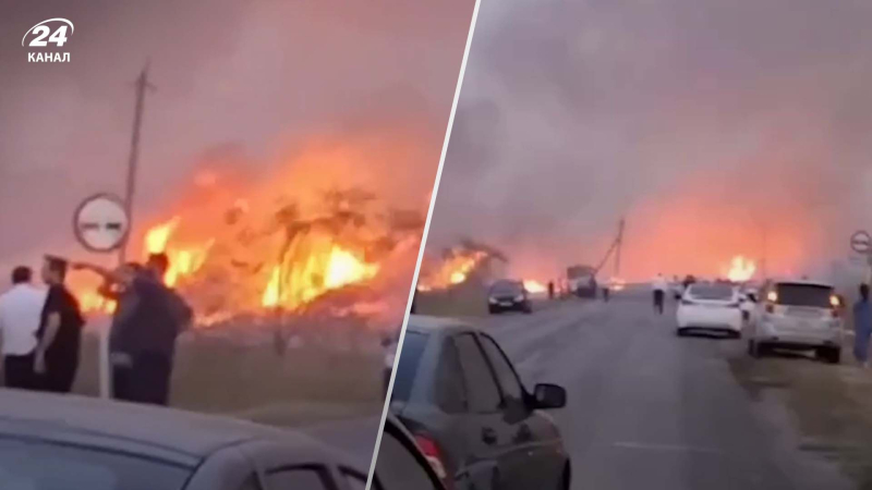 Il fuoco ha bloccato l'unico percorso verso l'insediamento: filmato di un incendio nella regione di Rostov