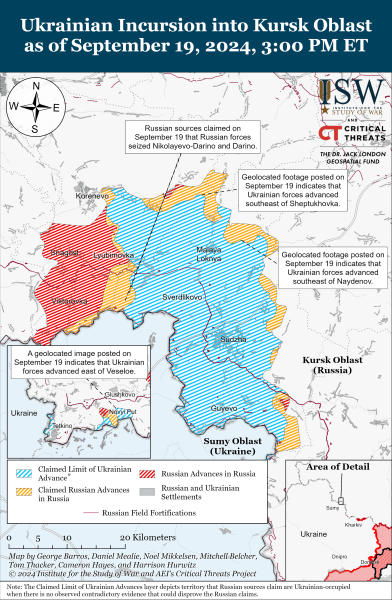 Azioni sulla mappa di combattimento il 20 settembre 2024 - situazione al fronte