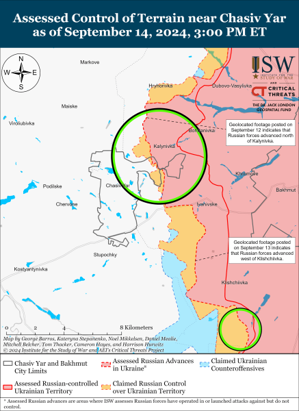 Mappa delle operazioni militari al 15 settembre 2024 - situazione al fronte