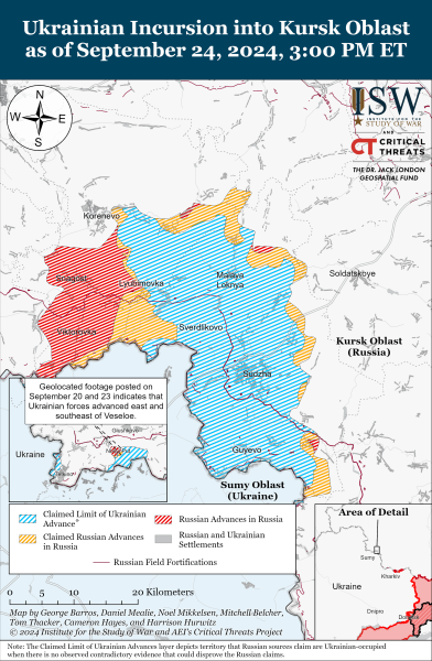 Mappa delle operazioni militari del 25 settembre 2024 - la situazione al fronte