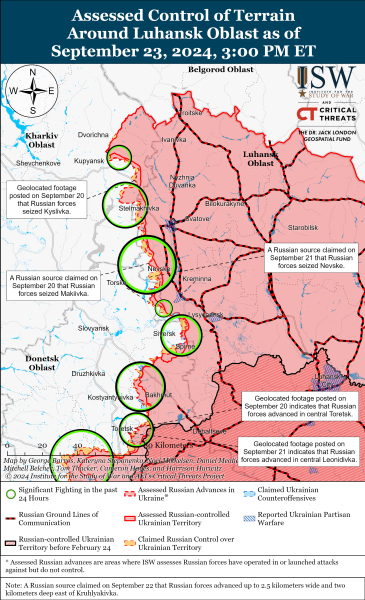 Mappa delle operazioni militari del 24 settembre 2024 - situazione al fronte 