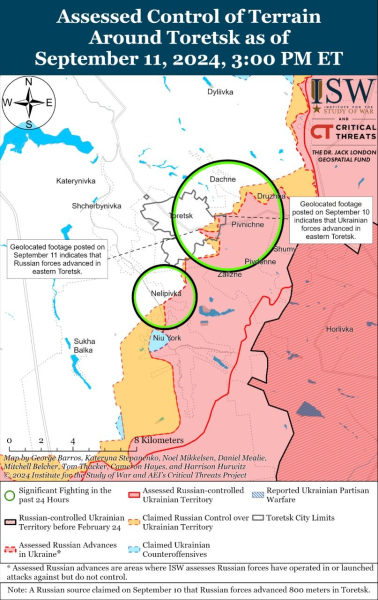 Mappa delle operazioni militari per il 12 settembre 2024 - situazione al fronte