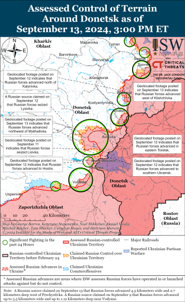 Mappa delle operazioni militari del 14 settembre 2024 - la situazione al fronte