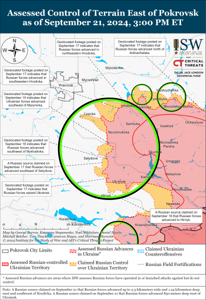 Mappa delle operazioni militari per il 22 settembre 2024 - situazione al fronte 