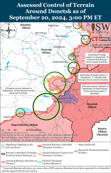 Mappa delle operazioni militari al 21 settembre 2024 - situazione al fronte