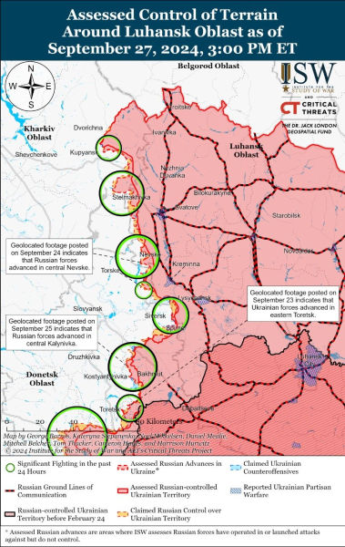 Mappa delle operazioni militari al 28 settembre 2024 — situazione al fronte