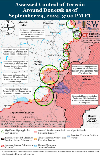 Mappa delle operazioni militari al 30 settembre 2024 - situazione al fronte