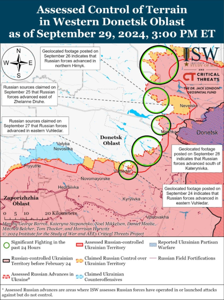 Mappa delle operazioni militari al 30 settembre 2024 - situazione al fronte