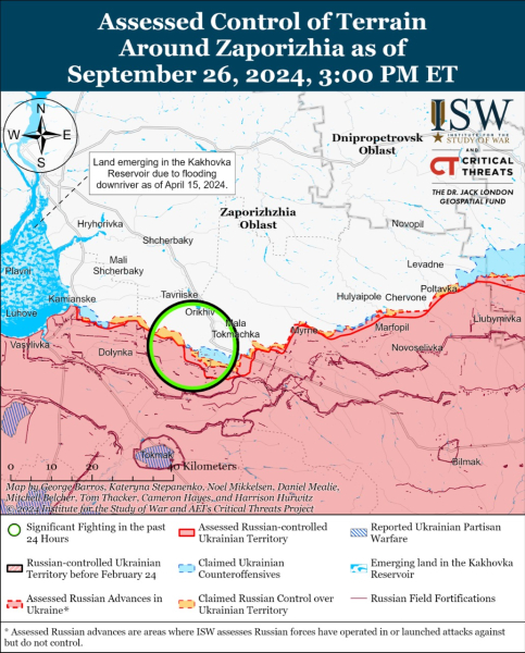 Mappa delle azioni di combattimento del 27 settembre 2024 — situazione al fronte