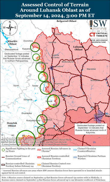 Mappa delle operazioni militari per il 15 settembre 2024 - situazione al fronte