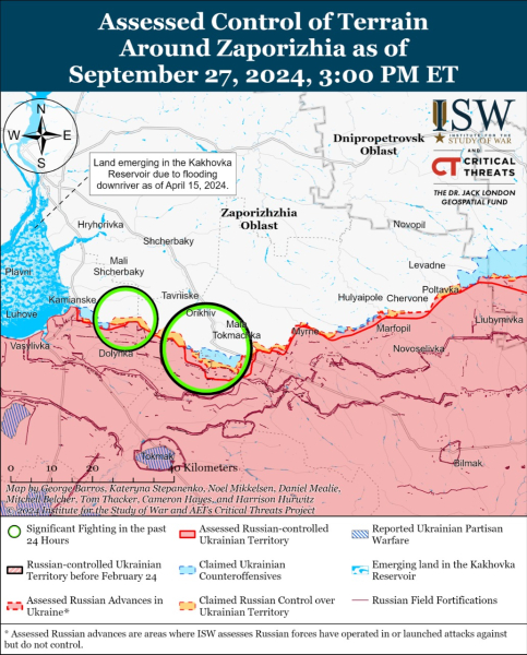 Mappa delle operazioni militari al 28 settembre 2024 - situazione al la parte anteriore