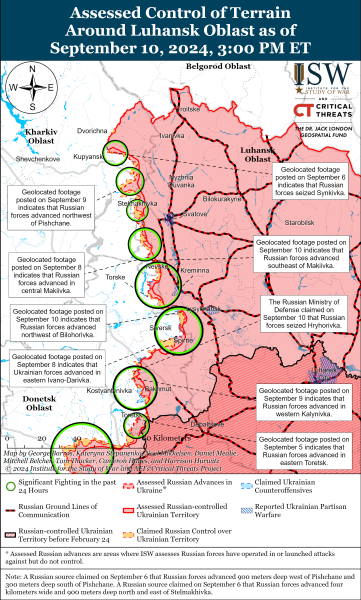 Mappa delle operazioni militari dell'11 settembre 2024 - situazione al fronte