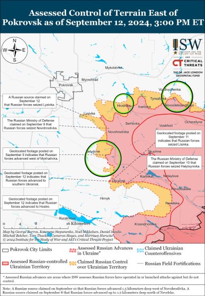 Mappa delle operazioni militari al 13 settembre 2024 - situazione al anteriore