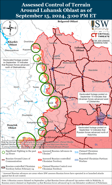 Mappa delle operazioni militari per il 16 settembre 2024 - situazione al fronte