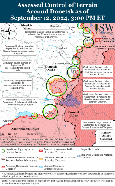 Mappa delle operazioni militari al 13 settembre 2024 - situazione al fronte