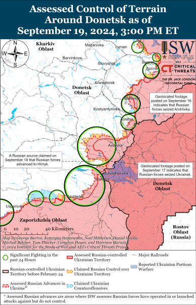 Mappa delle operazioni militari per il 20 settembre 2024 - la situazione al fronte