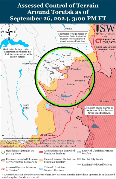 Mappa delle operazioni militari al 27 settembre 2024 - situazione al fronte